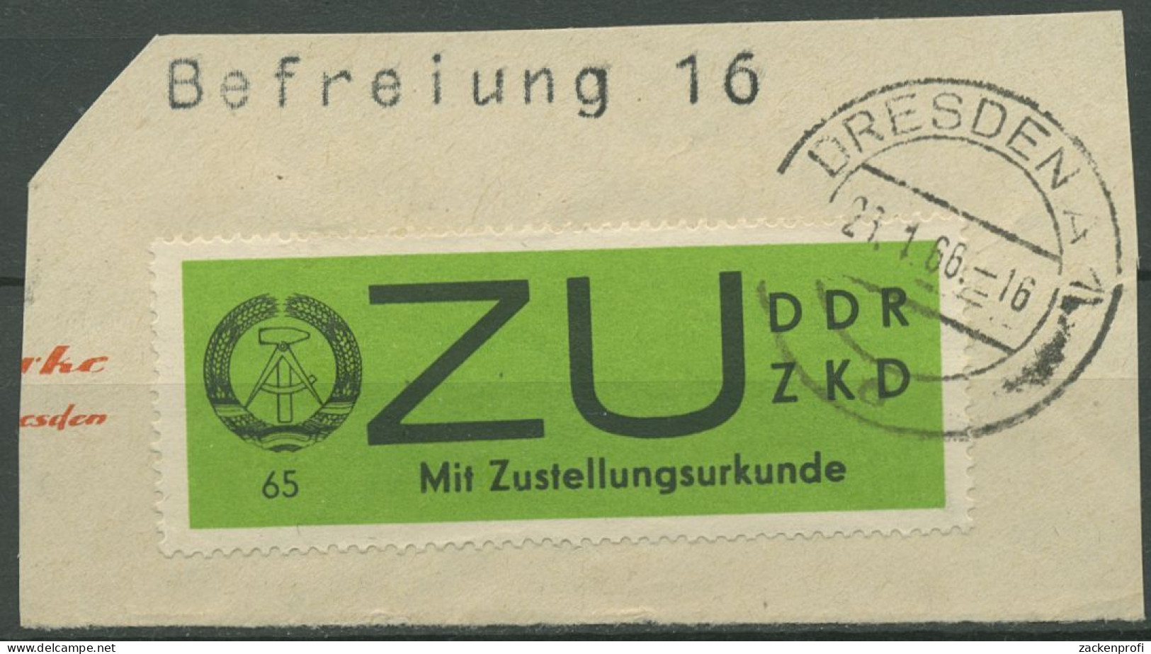 DDR 1965 Für Sendungen Mit Zustellungsurkunde 2 X Gestempelt Briefstück - Other & Unclassified