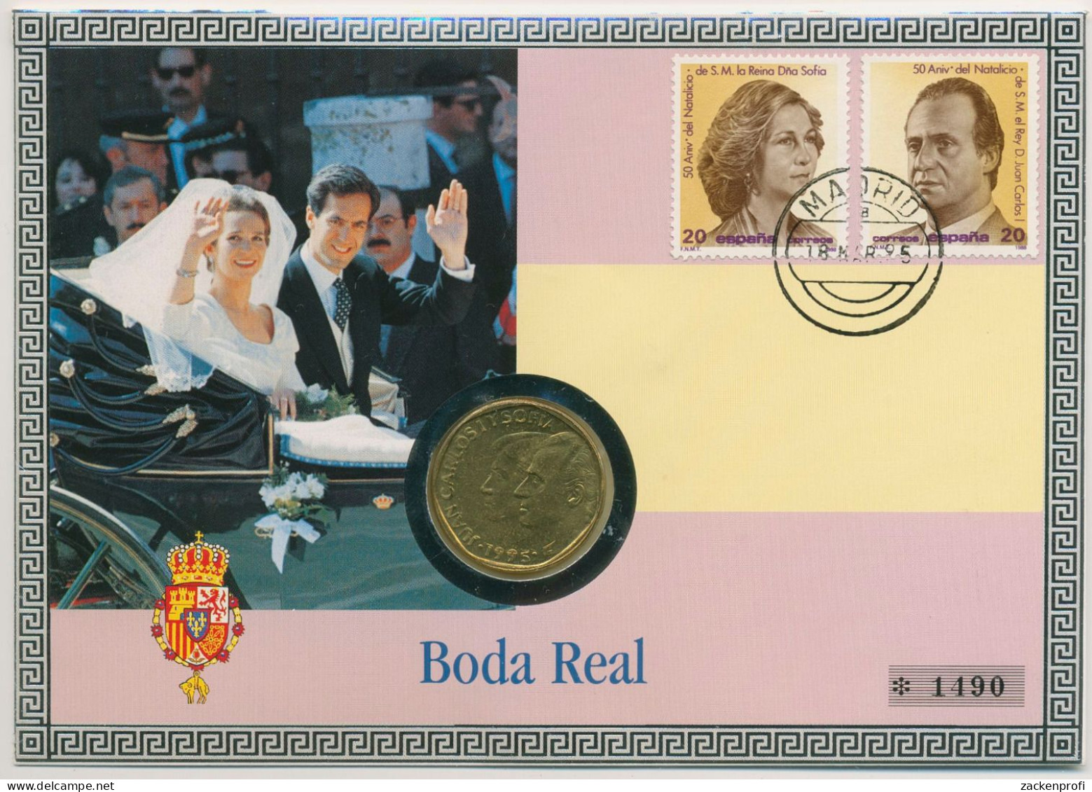 Spanien 1995 König Juan Carlos I. Hochzeit Numisbrief 500 Pesetas (N240) - 500 Pesetas