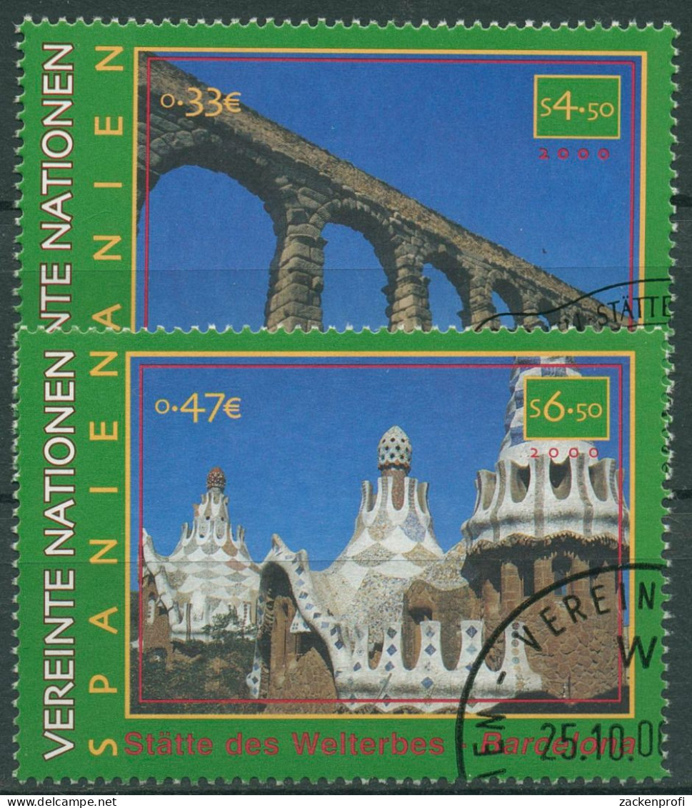 UNO Wien 2000 UNESCO Spanien Aquädukt Palais Güell 317/18 Gestempelt - Oblitérés