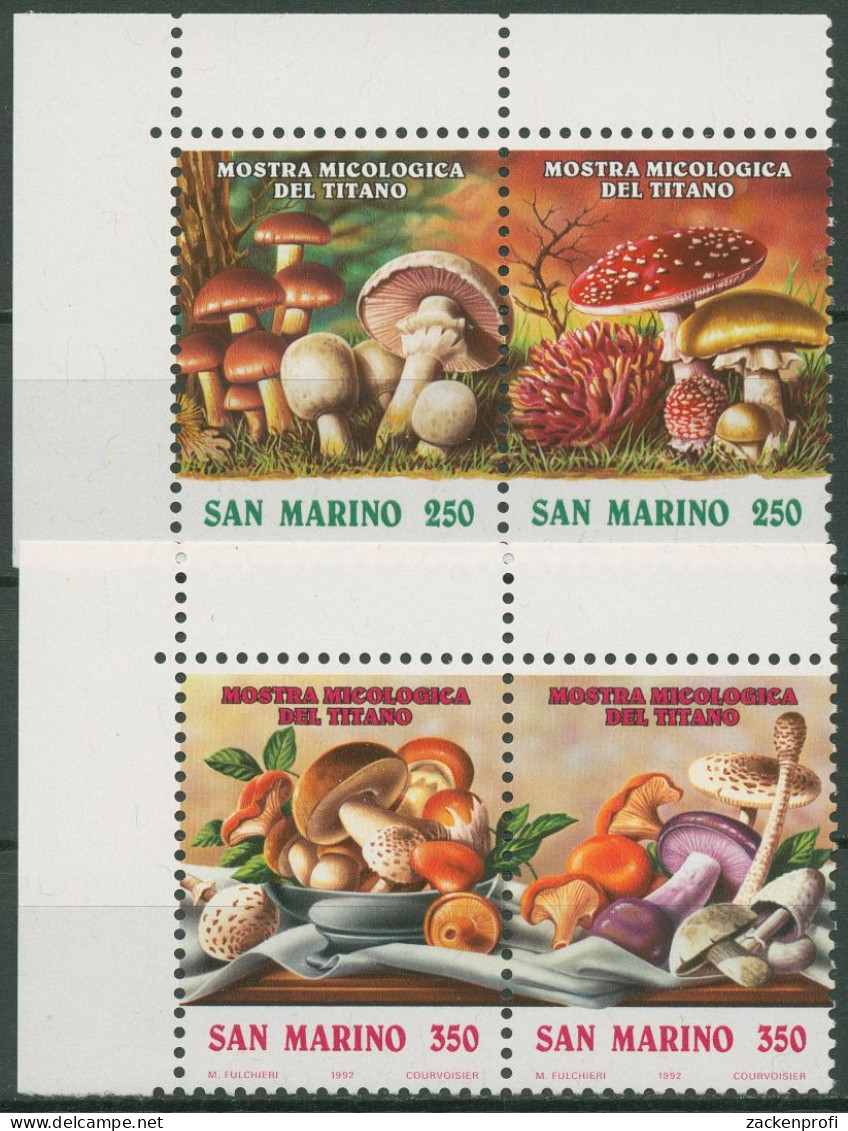 San Marino 1992 Pilze Pilz-Ausstellung 1516/19 ZD Ecke Postfrisch - Unused Stamps