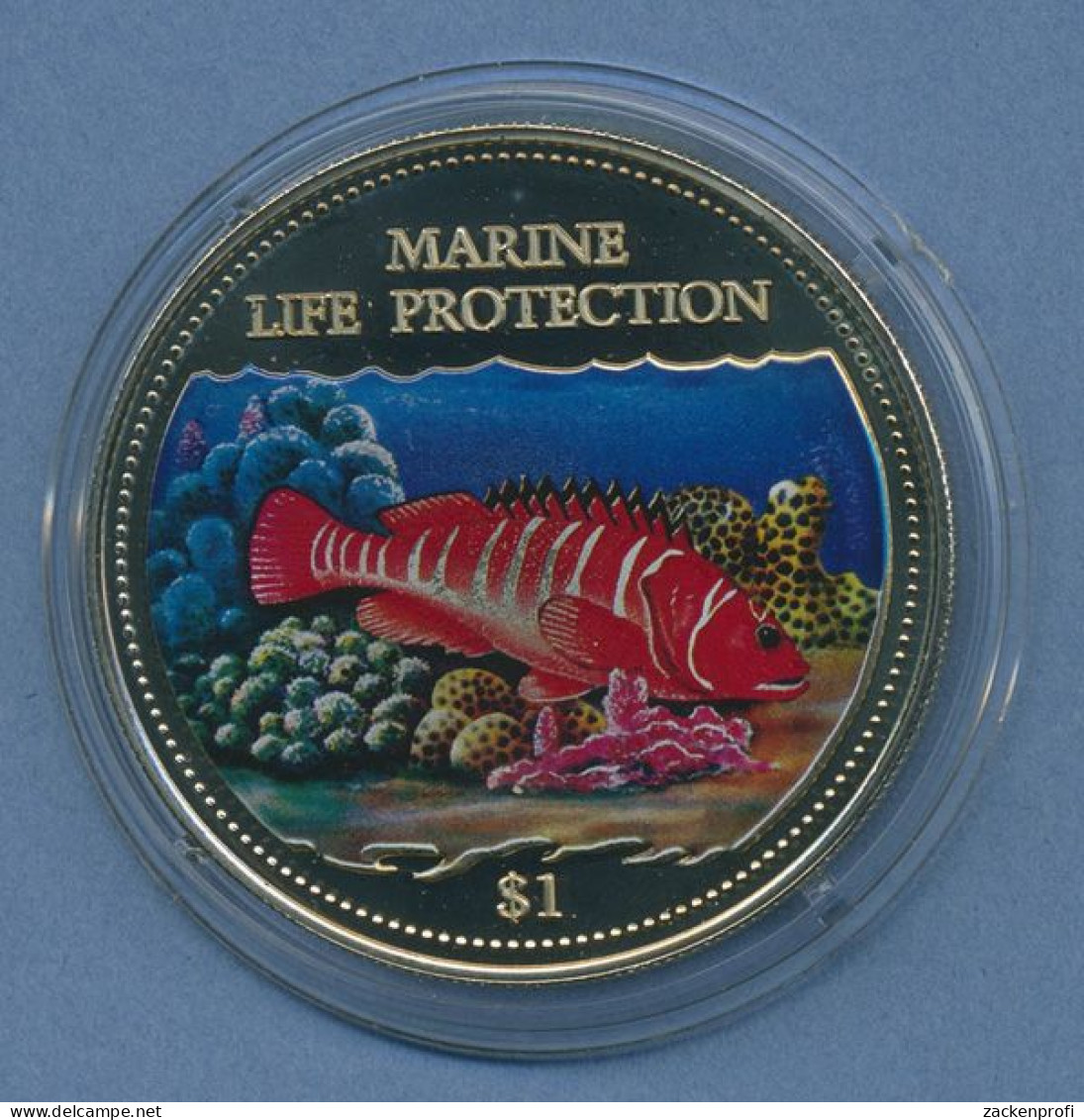 Cook-Inseln 1 Dollar 2000 Meeresschutz Fische Sägebarsch Pp In Kapsel (m4531) - Isole Cook