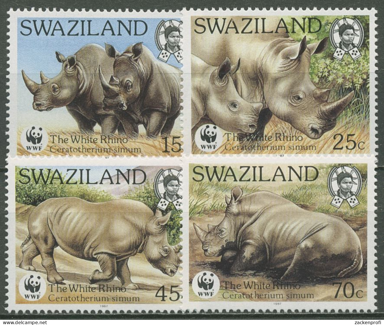 Swaziland 1987 WWF Naturschutz Breitmaulnashorn 528/31 Postfrisch - Swaziland (1968-...)