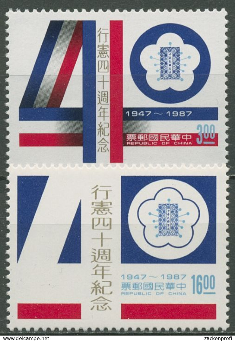 Taiwan 1987 40 Jahre Annahme Der Verfassung 1789/90 Postfrisch - Ongebruikt