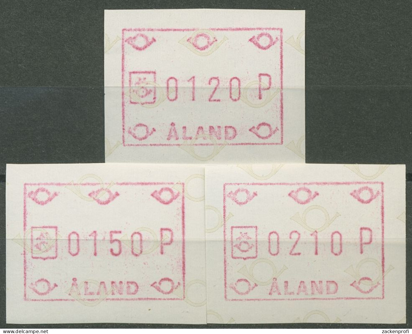 Aland 1984 Automatenmarken Posthörner Satz 3 Werte ATM 1 S 2 Postfrisch - Aland