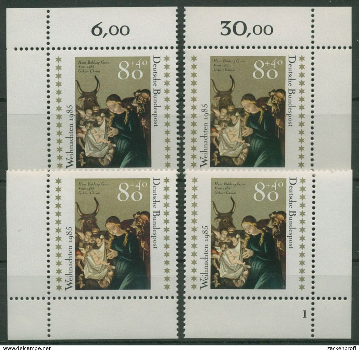 Bund 1985 Weihnachten Gemälde 1267 Alle 4 Ecken Postfrisch (E1412) - Neufs