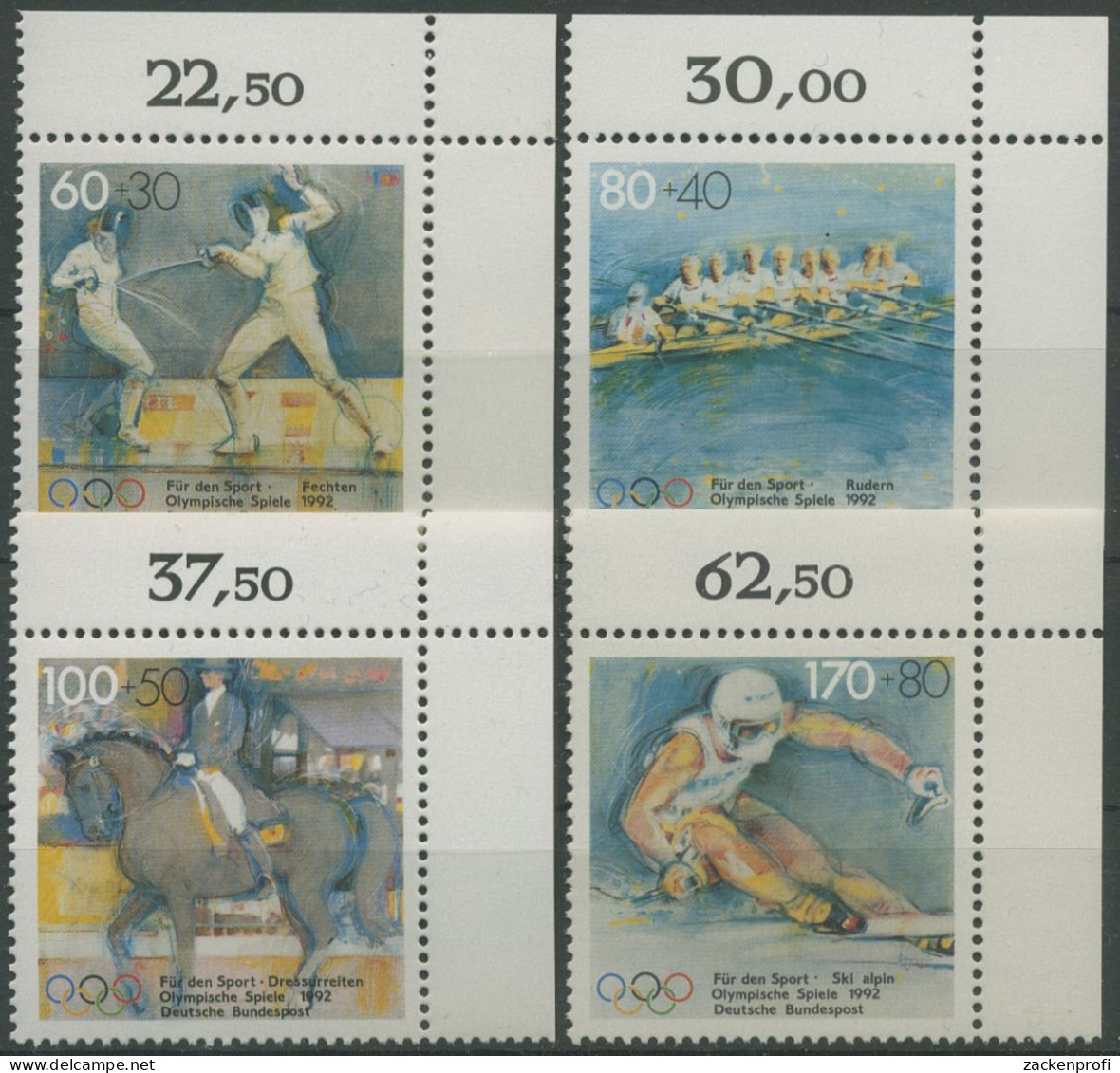 Bund 1992 Sporthilfe Olympia Barcelona 1592/95 Ecke 2 Postfrisch (E1973) - Ungebraucht