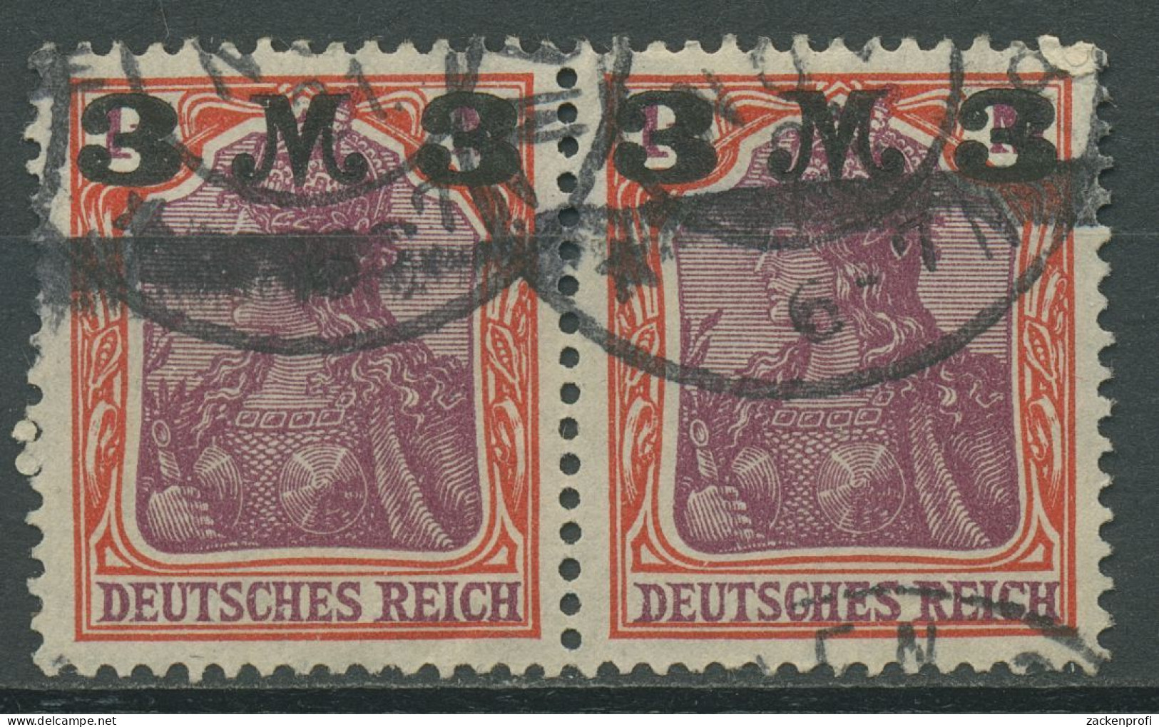 Deutsches Reich 1921 Germania Mit Aufdruck 155 I A Waag. Paar Gestempelt - Oblitérés
