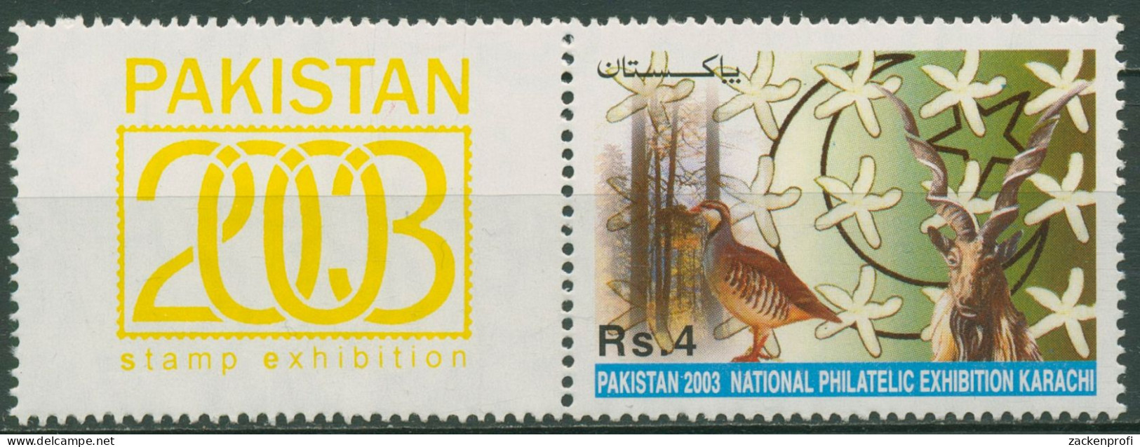 Pakistan 2003 Briefmarkenausstellung Karachi Huhn Ziege 1141 Zf Postfrisch - Pakistan