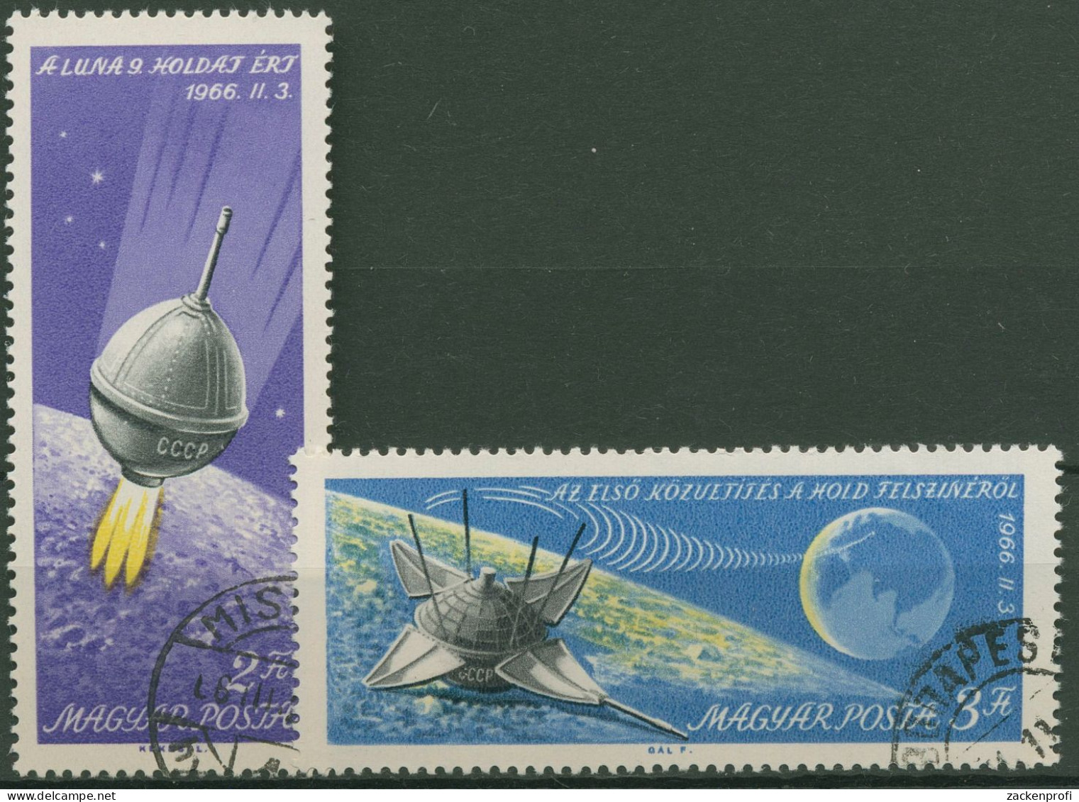 Ungarn 1966 Landung Von LUNA 9 Auf Dem Mond 2218/19 A Gestempelt - Usati