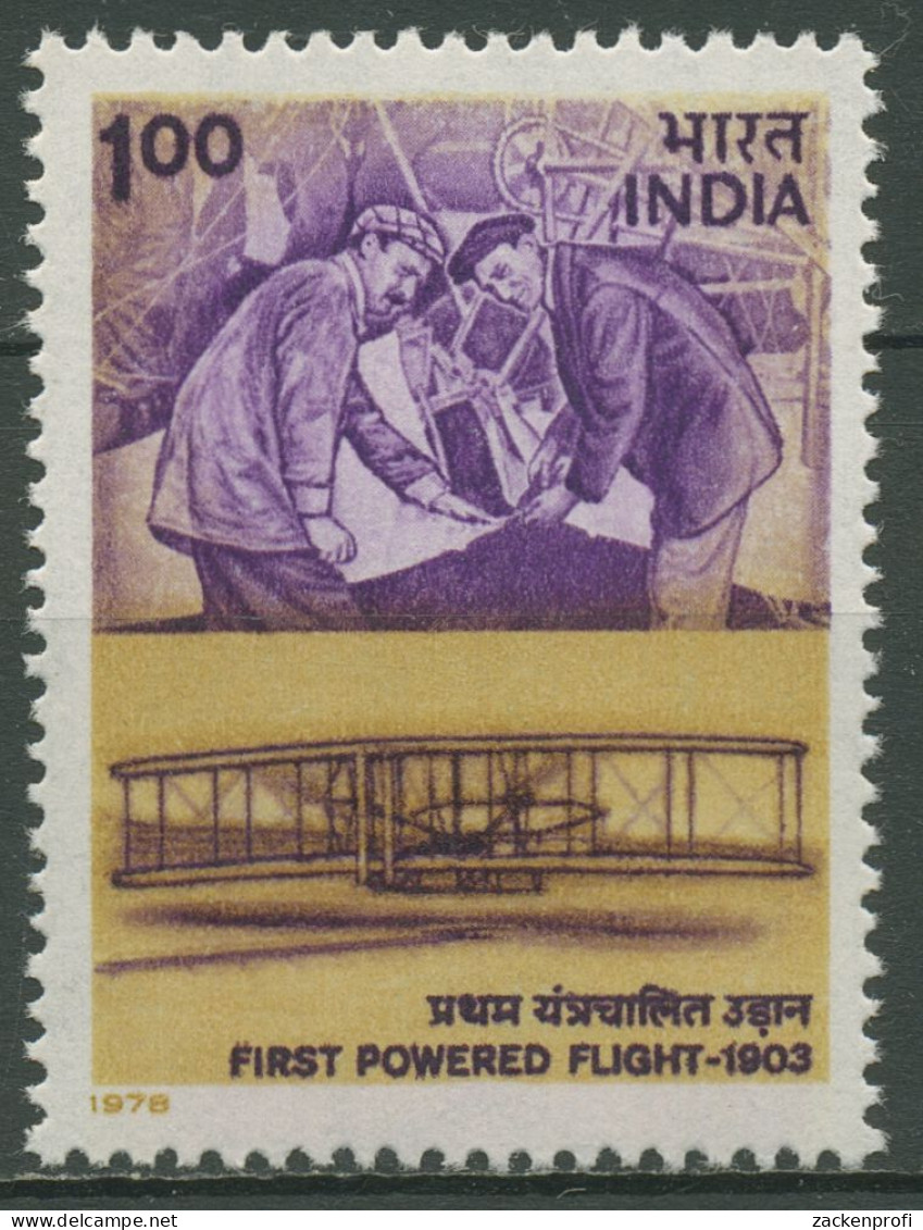 Indien 1978 Flugzeuge Motorflug Brüder Wright Doppeldecker 779 Postfrisch - Unused Stamps