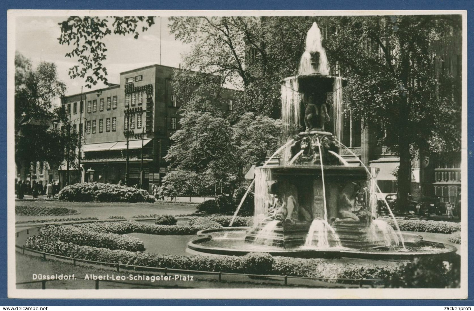 Düsseldorf Albert-Leo-Schlageter-Platz Springbrunnen, Gelaufen 1941 (AK4554) - Düsseldorf