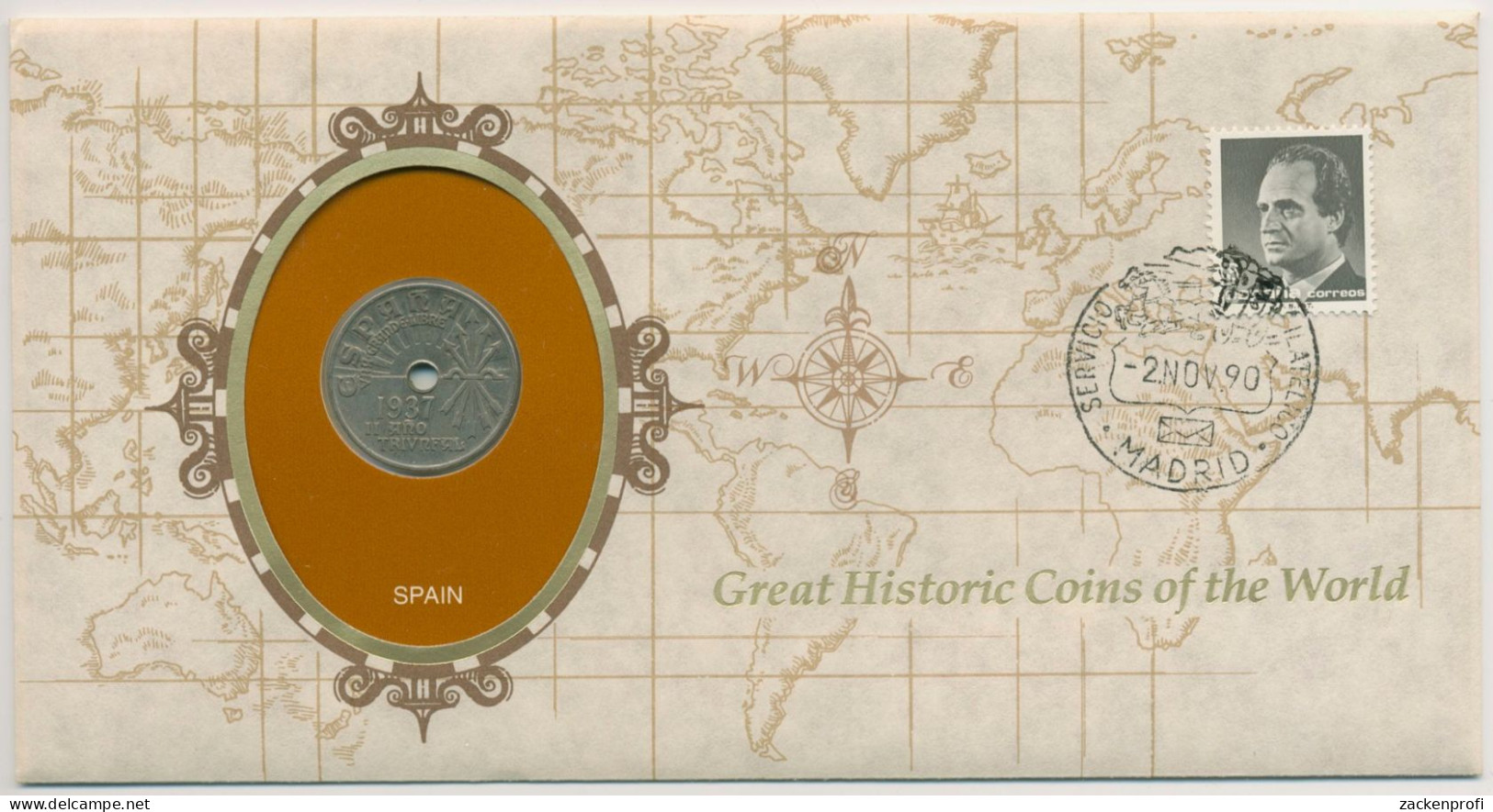 Spanien 1990 Historische Münzen Numisbrief 25 Centimos (N242) - 25 Centiemos