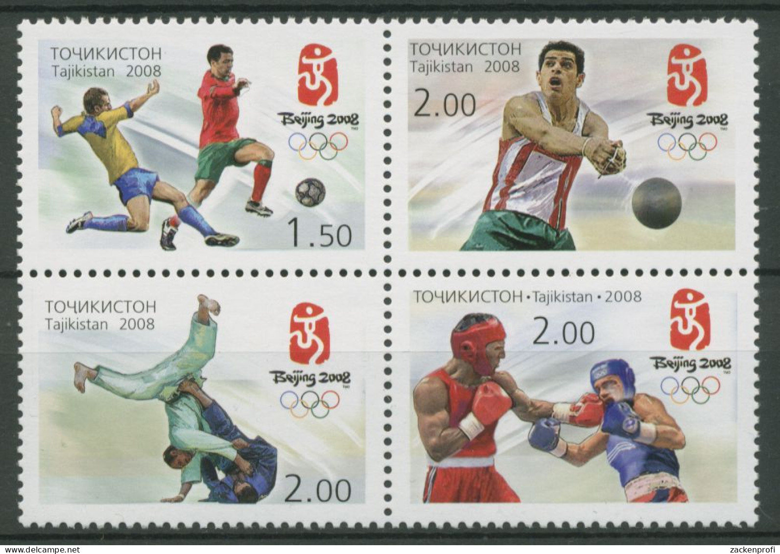 Tadschikistan 2008 Olympische Sommerspiele Peking 484/87 ZD Postfrisch - Tadzjikistan