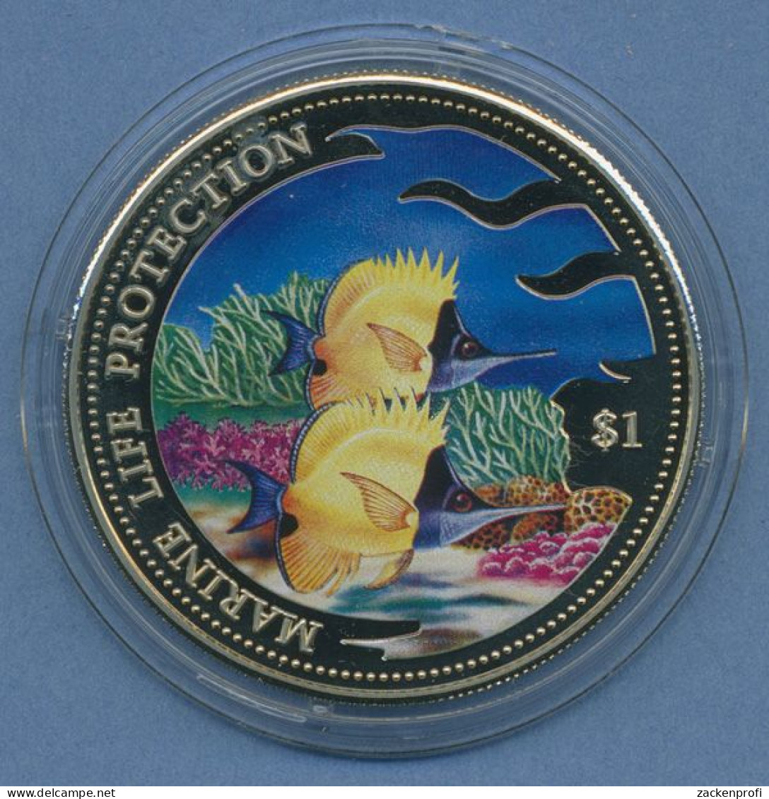 Salomonen 1 Dollar 2001 Meeresschutz Fische, Farbig, PP In Kapsel (m4534) - Solomoneilanden