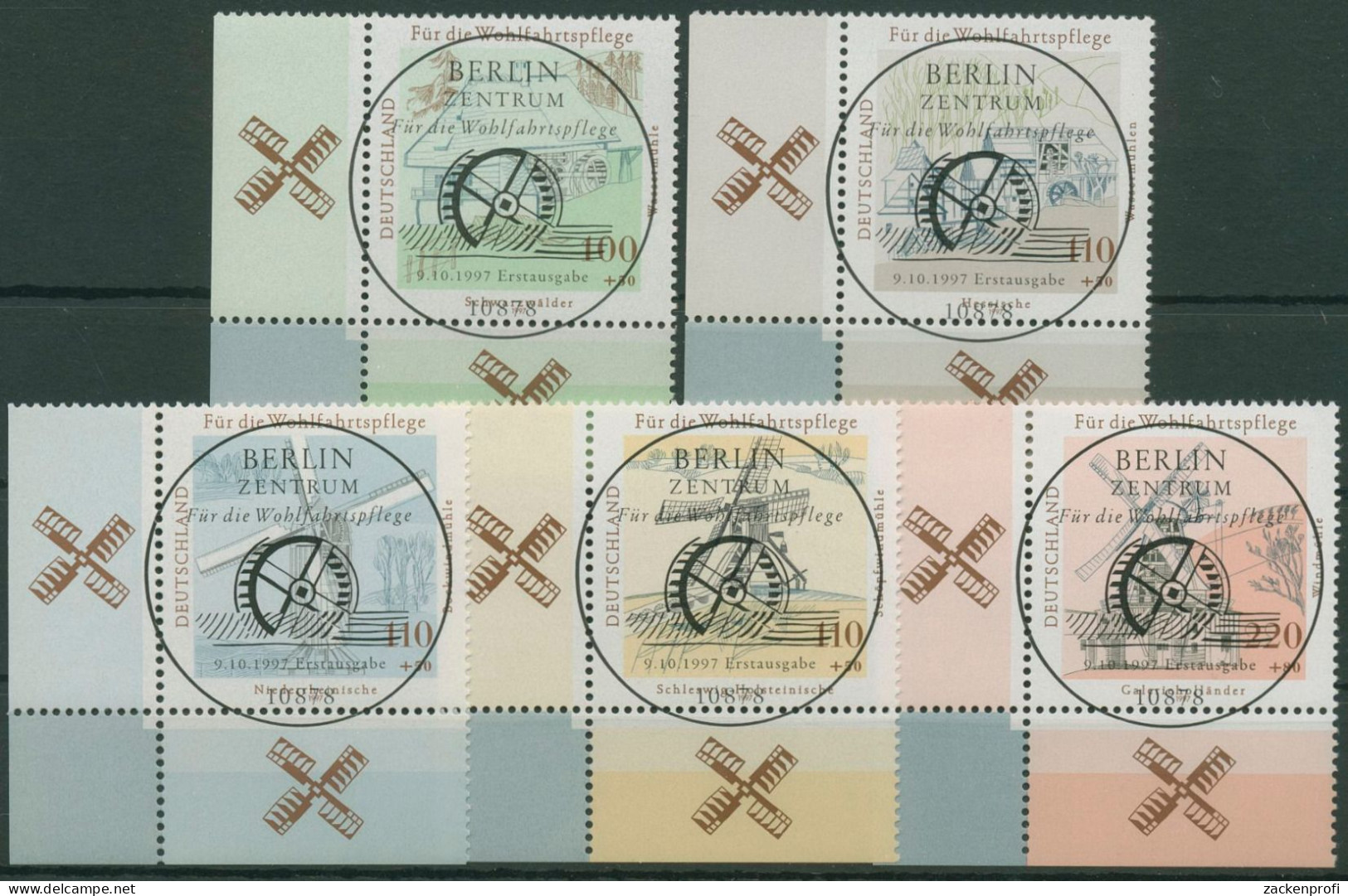 Bund 1997 Wasser-und Windmühlen 1948/52 Ecke 3 Mit TOP-ESST Berlin (E2800) - Used Stamps