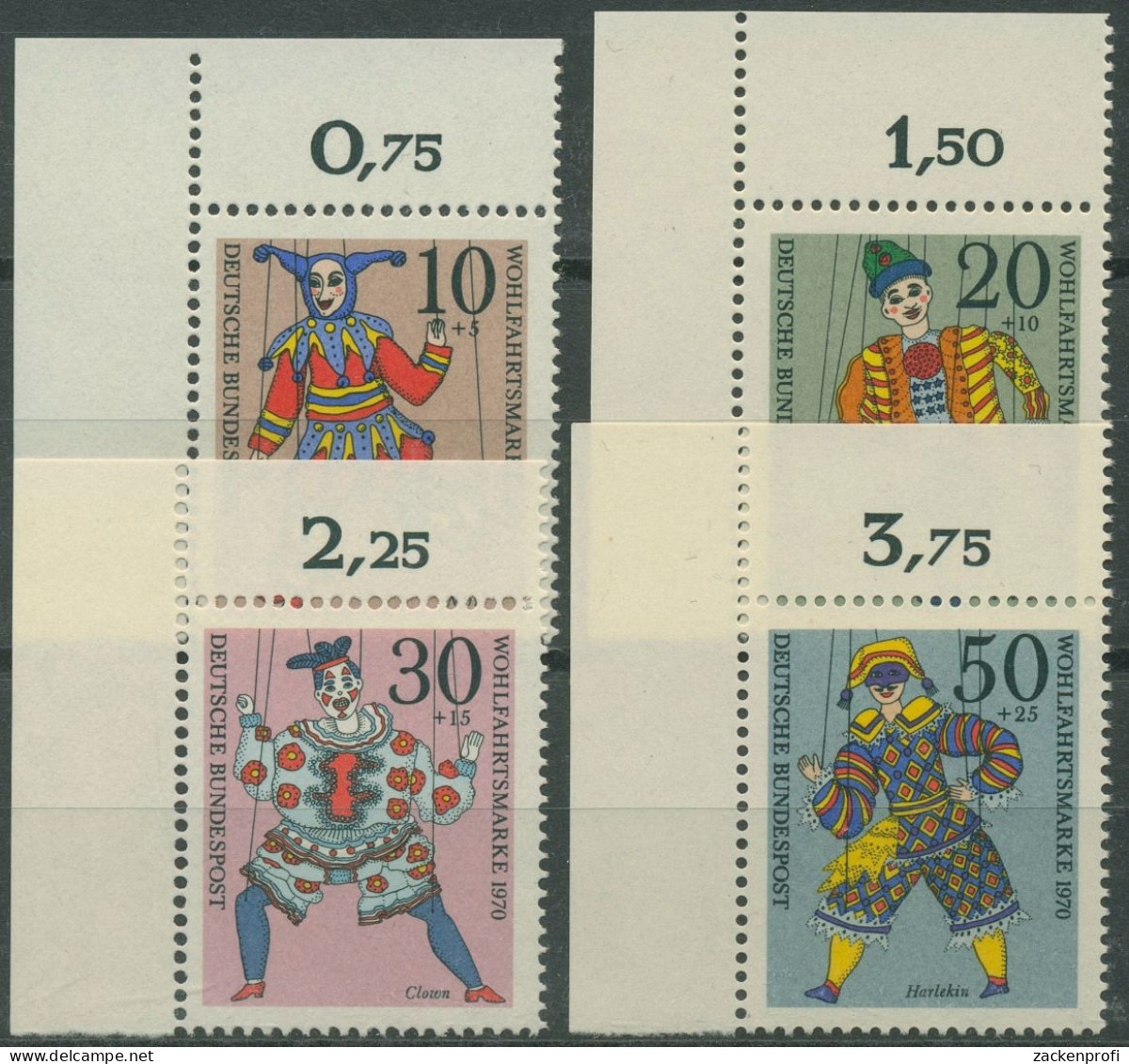 Bund 1970 Wohlfahrt: Marionetten 650/53 Ecke 1 Oben Links Postfrisch (E224) - Unused Stamps