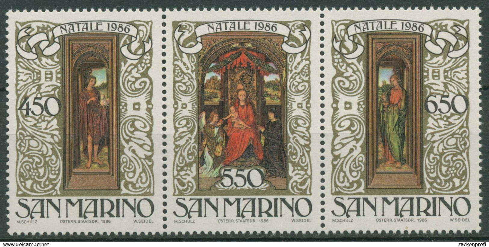 San Marino 1986 Weihnachten Triptychon 1351/53 ZD Postfrisch - Unused Stamps
