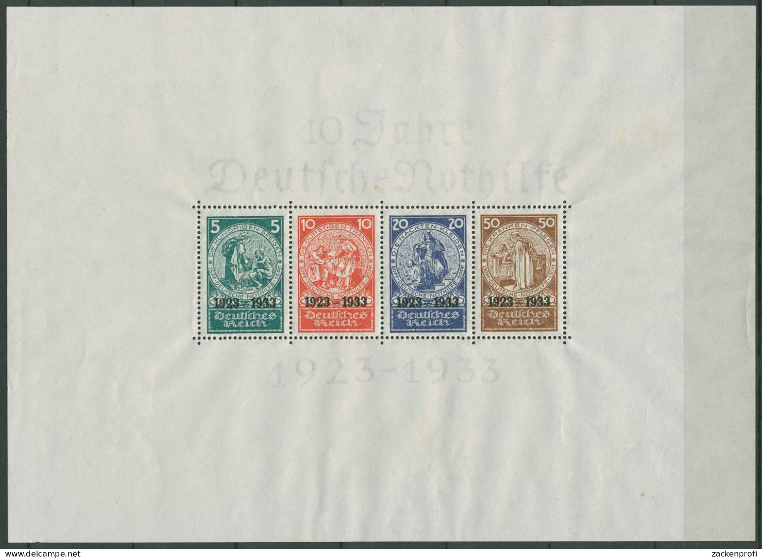 Deutsches Reich 1933 Nothilfe Block 2 Mit Falz Im Rand, Marken Postfrisch - Blocks & Sheetlets