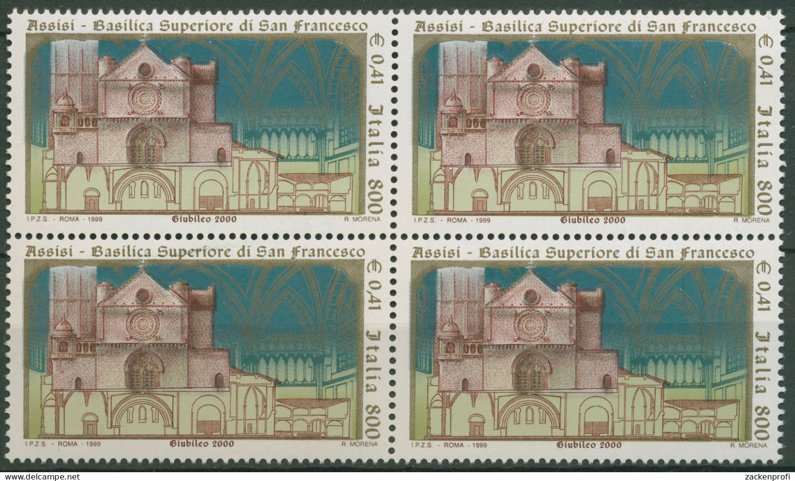 Italien 1999 St.-Franziskus-Basilika Assisi 2648 4er-Block Postfrisch - 1991-00: Mint/hinged
