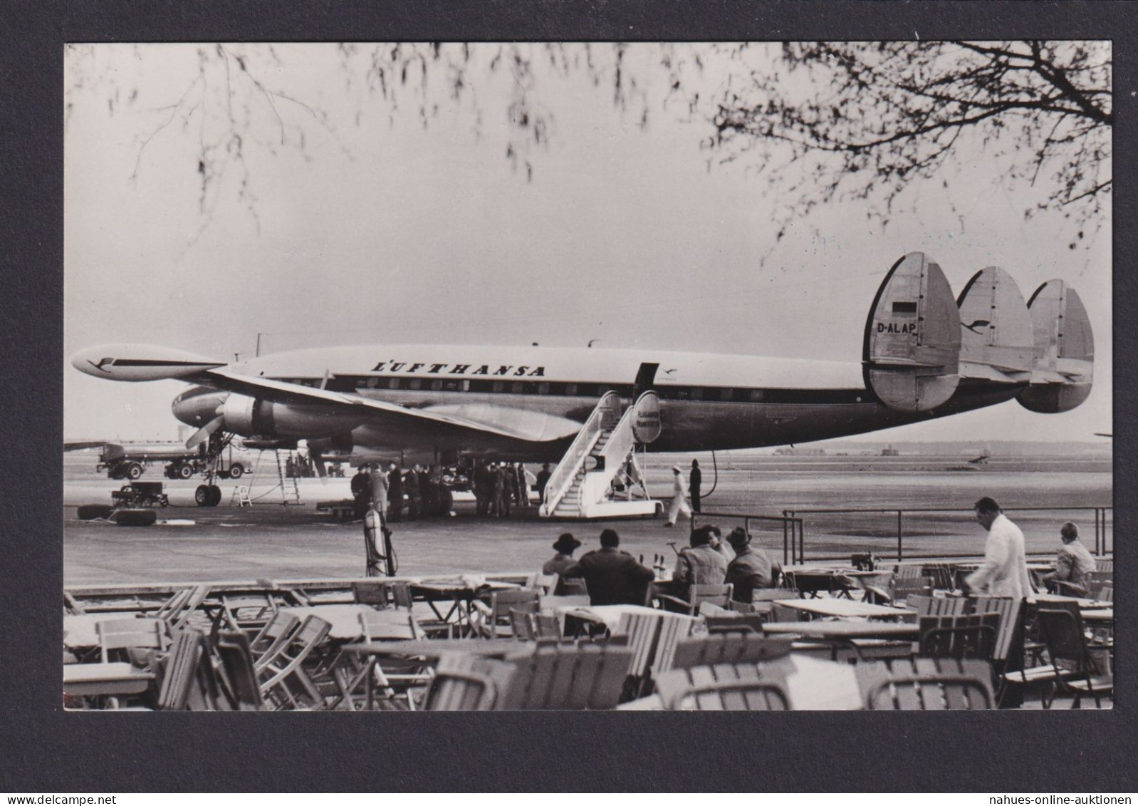 Flugpost Ansichtskarte Lufthansa Lockheed Super Constellation Flughafen Rhein - Zeppeline