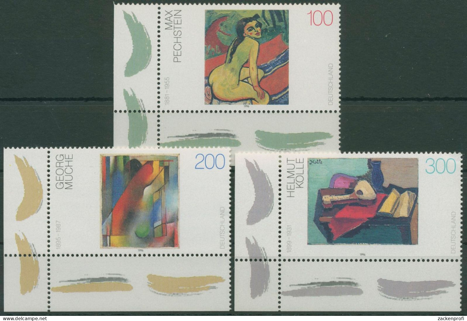 Bund 1996 Gemälde Malerei Des 20. Jahrhunderts 1843/45 Ecke 3 Postfrisch (E2540) - Neufs