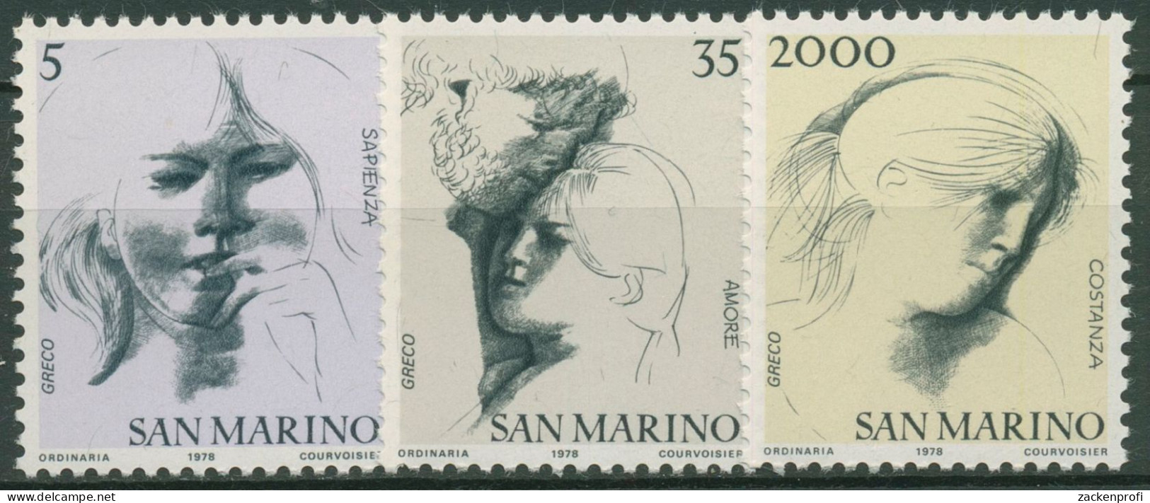 San Marino 1978 Ziviltugenden Weisheit Liebe Beständigkeit 1162/64 Postfrisch - Unused Stamps