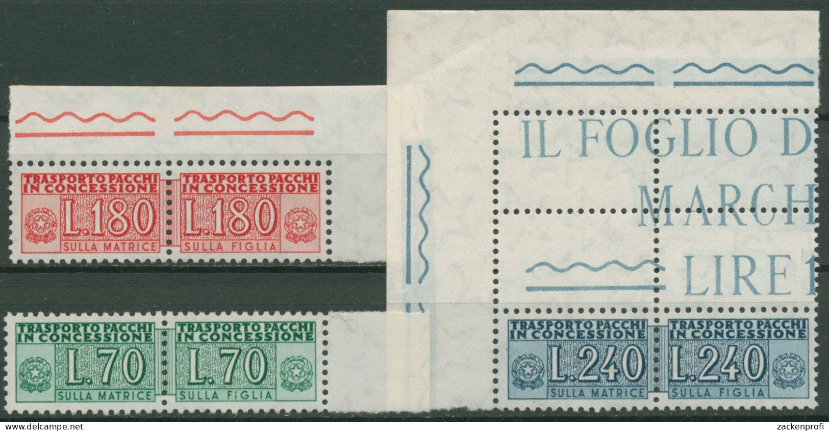 Italien 1966 Gebührenmarken Paket Staatswappen GP 15/17 Paare Ecke Postfrisch - Colis-postaux