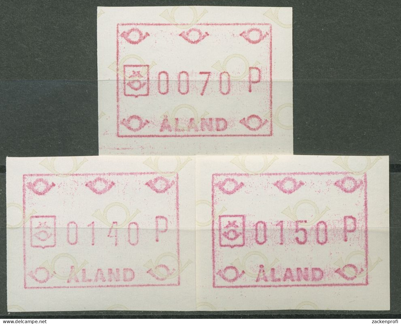 Aland 1984 ATM Posthörner Satz 3 Werte 70/140/150 ATM 1 S Postfrisch - Aland