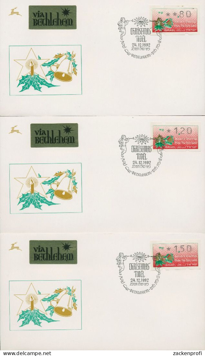 Israel ATM 1992 Weihnachten Versandstellensatz 3 Werte, ATM 4 S3 (X80425) - Viñetas De Franqueo (Frama)