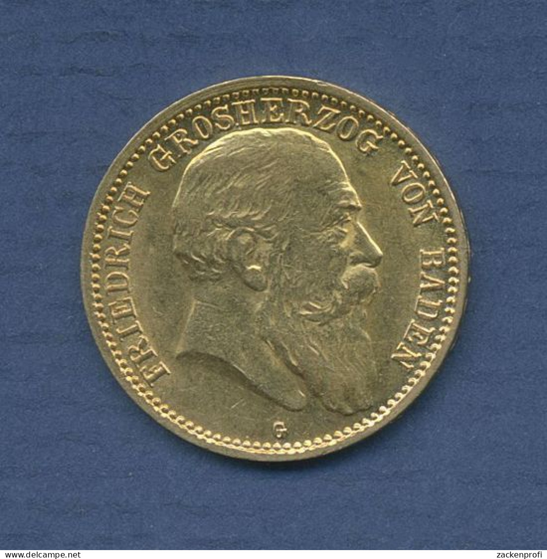 Baden 10 Mark Gold 1904 G, Großherzog Friedrich, J 190 Vz (m6436) - 5, 10 & 20 Mark Oro