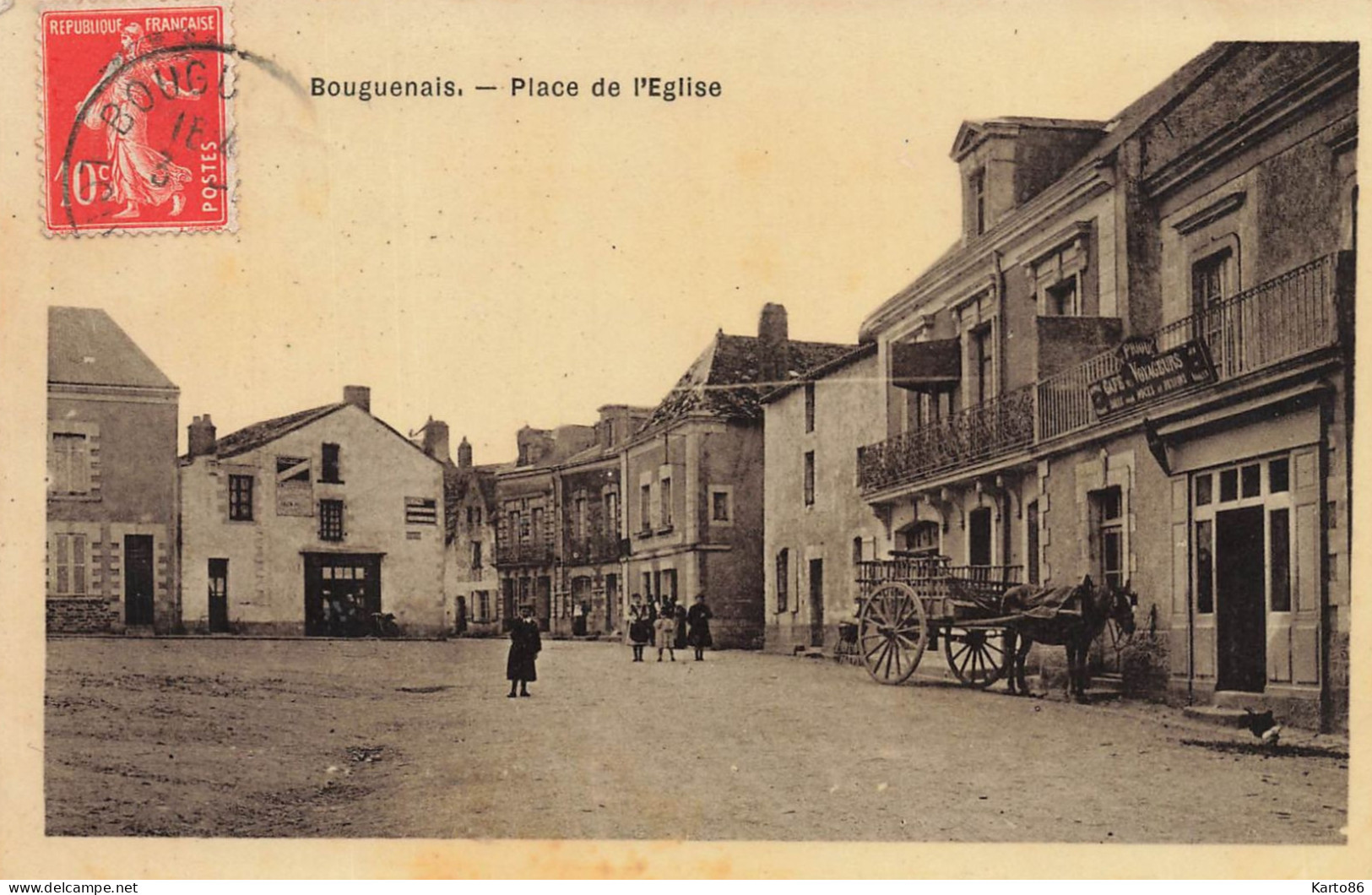 Bouguenais * Place De L'église * Débit De Tabac Tabacs TABAC Café Des Voyageurs * Villageois - Bouguenais