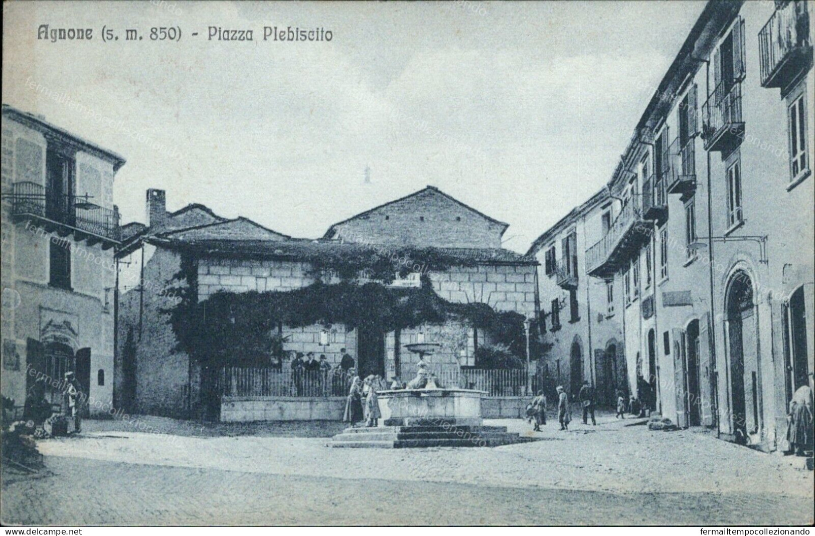 Cs24 Cartolina Agnone Piazza Plebiscito Provincia Di Isernia 1931 Bella! - Isernia