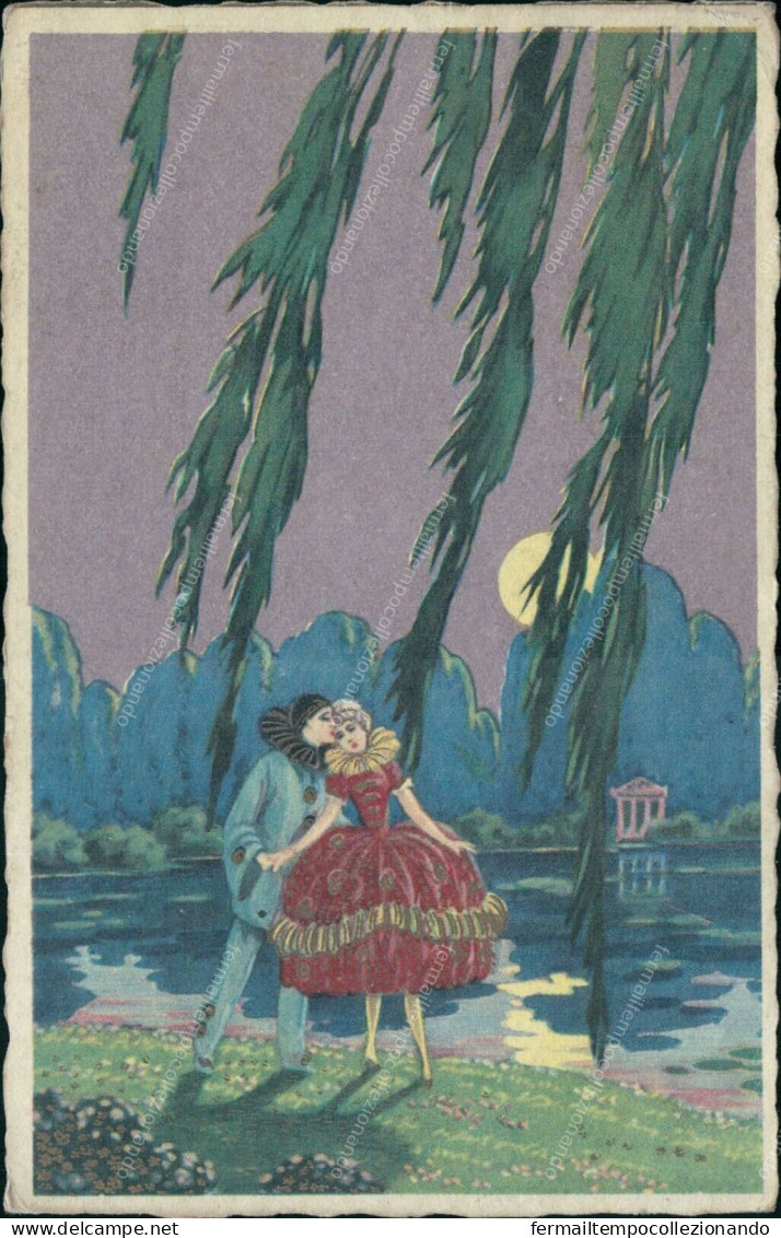 Cs189  Cartolina Art Deco Coppia Coppia Innamorati Romance Illustratore Meschini - Other & Unclassified