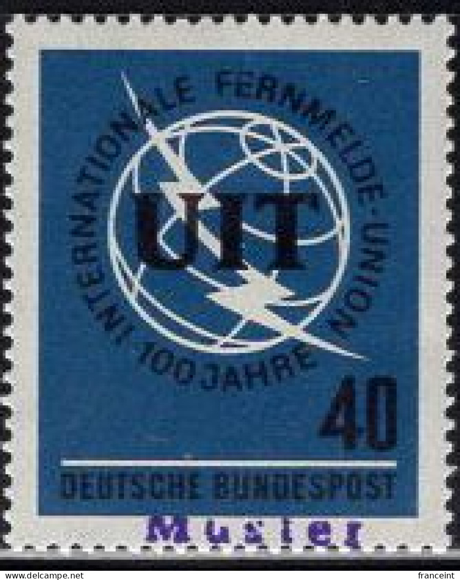 GERMANY(1965) ITU Centenary. MUSTER (specimen) Overprint. Scott No 927. - Andere & Zonder Classificatie