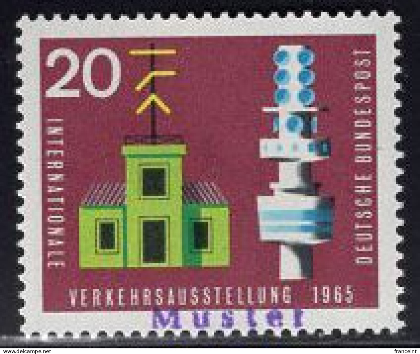 GERMANY(1965) Semaphore & Telecommunications Tower. MUSTER (specimen) Overprint. Scott No 922. - Autres & Non Classés