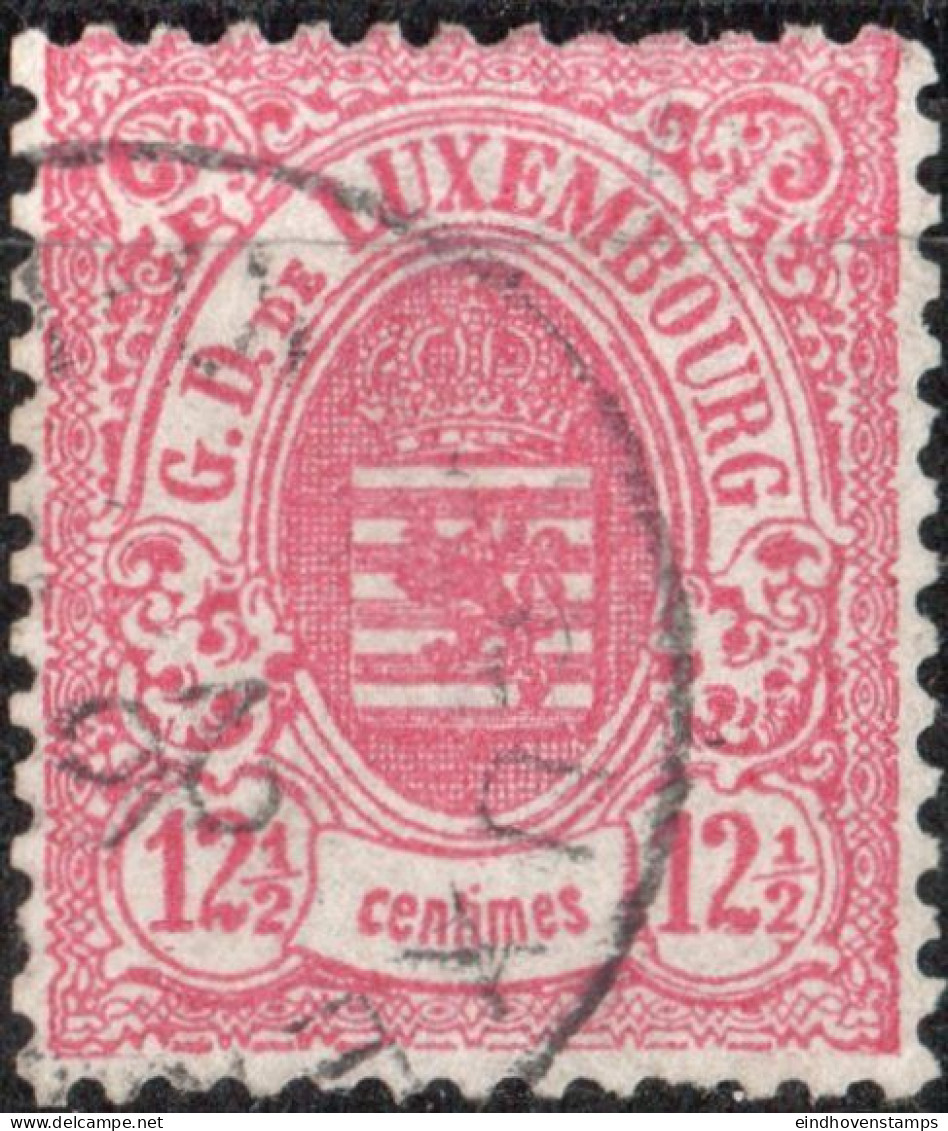 Luxembourg 1875 12½ C Rose Carmine 1 Value Canceled - 1859-1880 Wapenschild