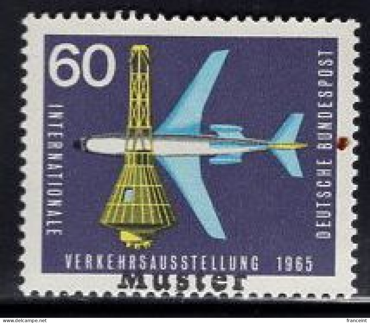 GERMANY(1965) Jet & Space Capsule. MUSTER (specimen) Overprint. Scott No 924. - Andere & Zonder Classificatie