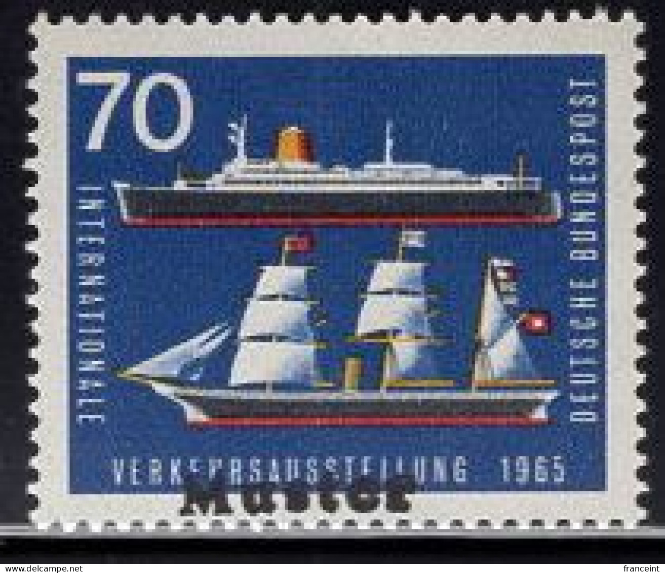 GERMANY(1965) Old & New Ships. MUSTER (specimen) Overprint. Scott No 925. - Other & Unclassified