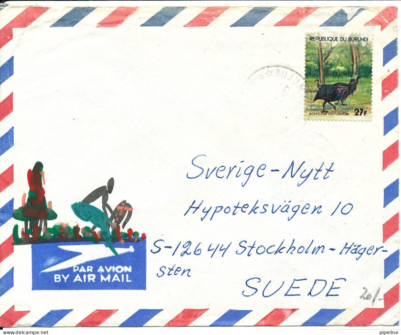 Burundi Air Mail Cover Sent To Sweden 30-1-1976 ?? - Covers & Documents