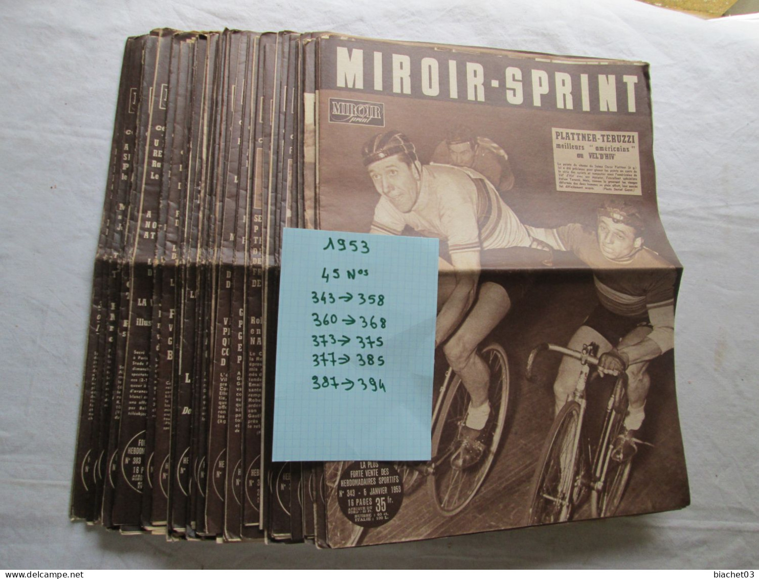 Miroir Sprint Lot De 45 N° De 1953 - Sport