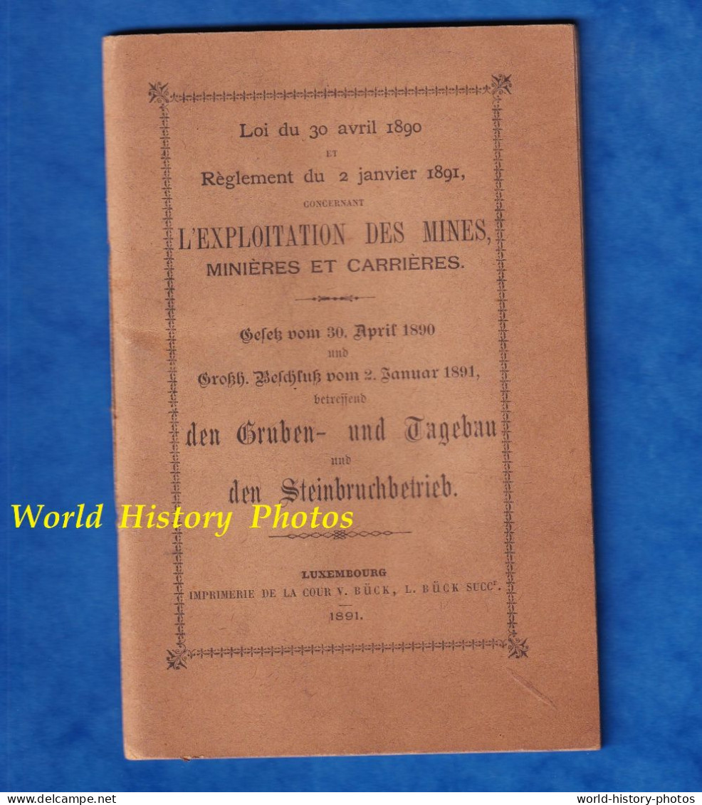 Livre De 1891 - LUXEMBOURG - Exploitation De Mine & Carriére - Imprimerie De La Cour V. Buck - Mineur Carrier Königstein - Ohne Zuordnung