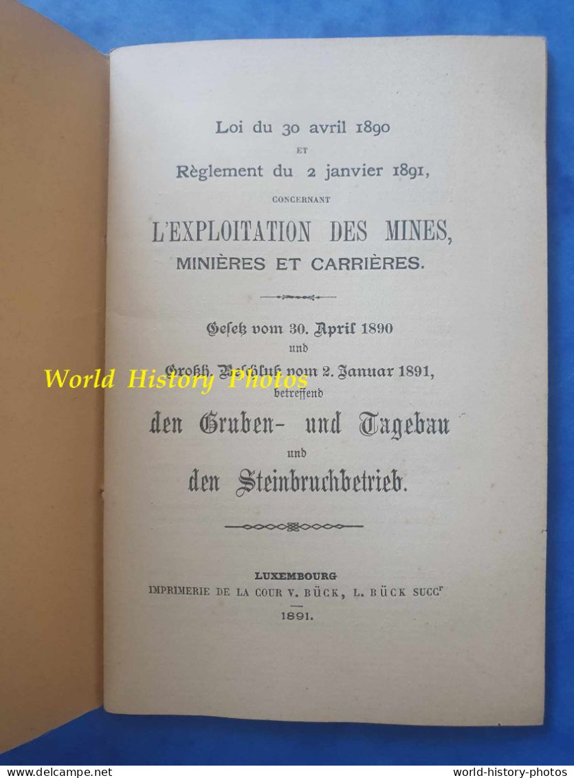 Livre De 1891 - LUXEMBOURG - Exploitation De Mine & Carriére - Imprimerie De La Cour V. Buck - Mineur Carrier Königstein - Non Classés