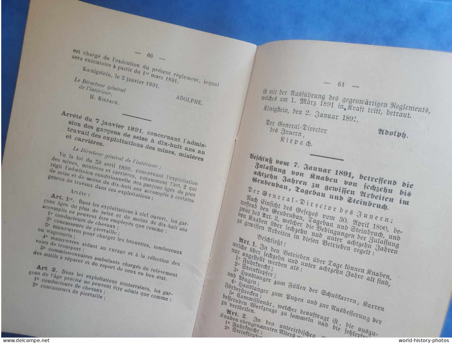 Livre De 1891 - LUXEMBOURG - Exploitation De Mine & Carriére - Imprimerie De La Cour V. Buck - Mineur Carrier Königstein - Non Classés