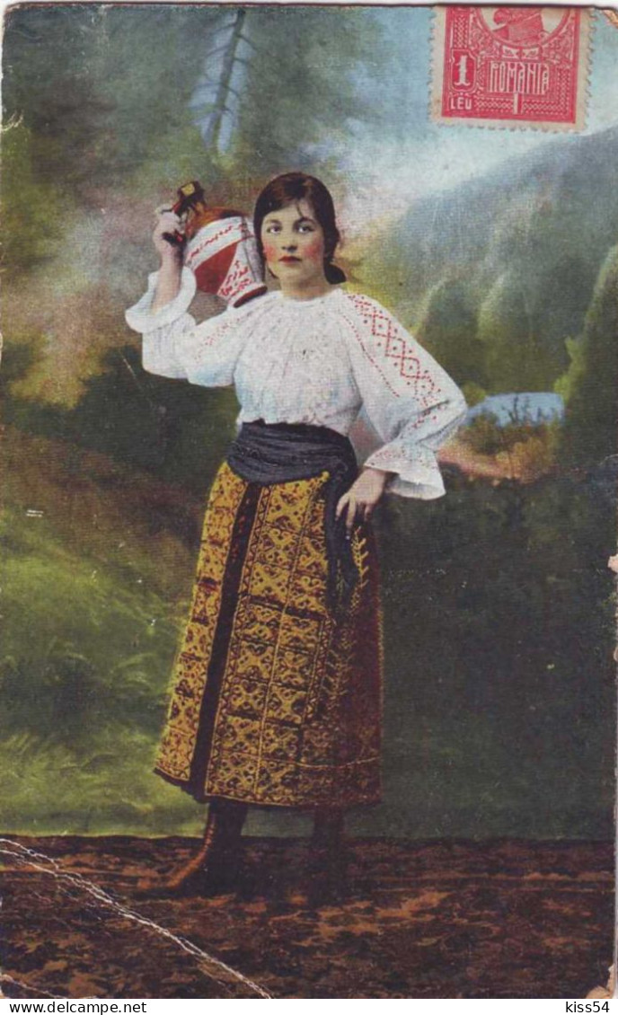 RO 47 - 1000 ETHNIC Woman, Romania - Old Postcard - Used - 1921 - Romania