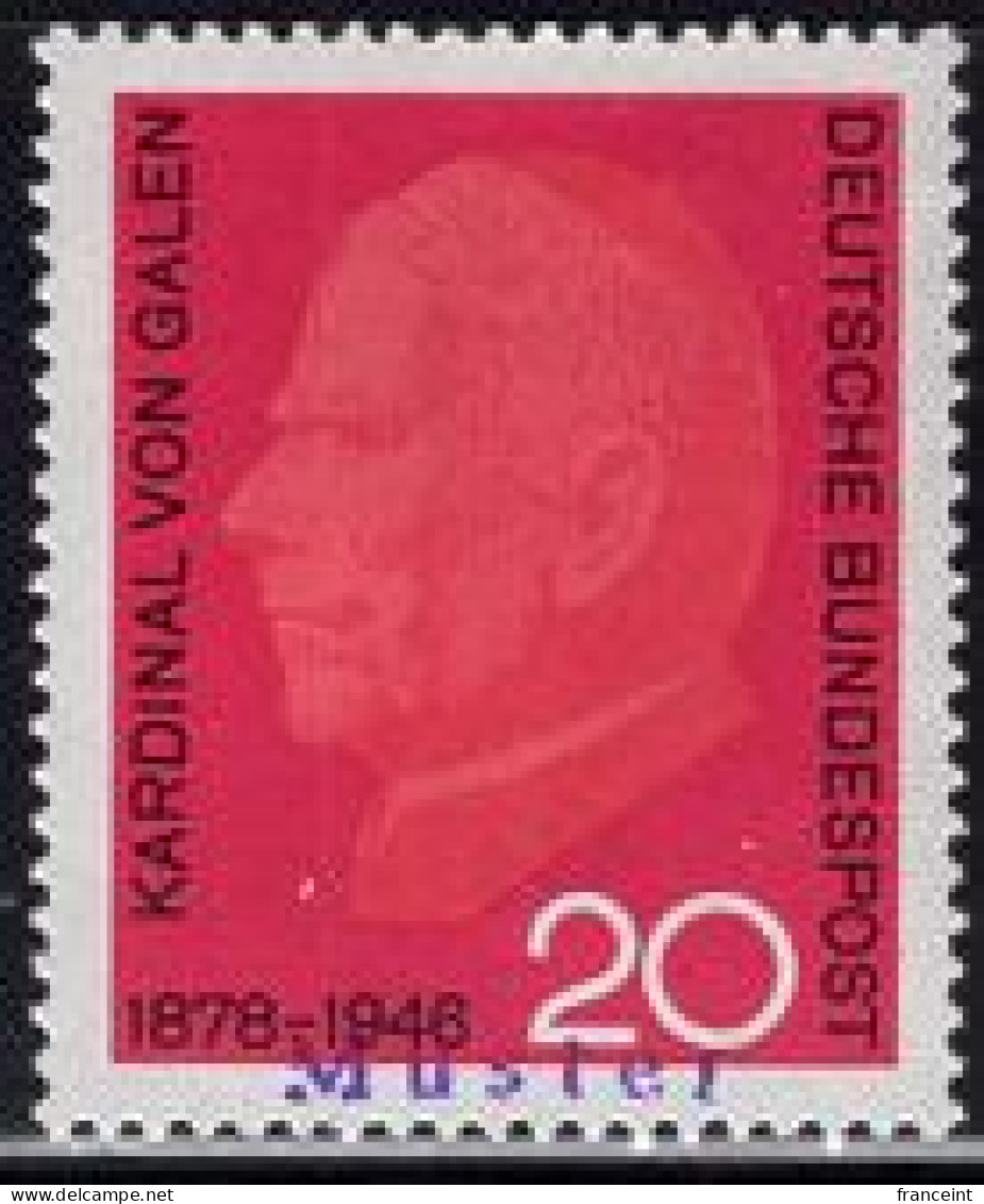 GERMANY(1966) Cardinal Von Galen. MUSTER (specimen) Overprint. Anti-Nazi Bishop Of Munster. Scott No 960. - Other & Unclassified