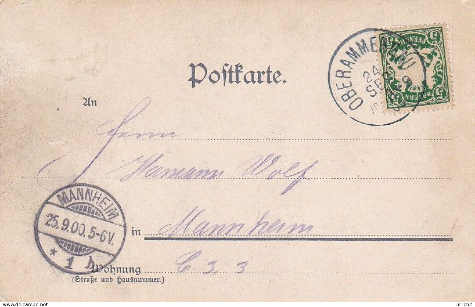 AK Gruss Aus Oberammergau - Totalansicht Von Der Vogelschau - 1900 (69438) - Oberammergau