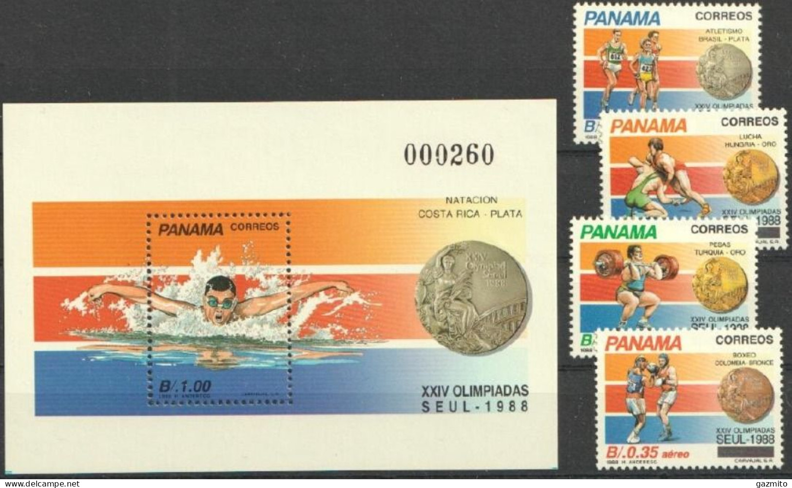 Panama 1988, Olympic Games In Seoul, Swimming, 4val +BF - Panama