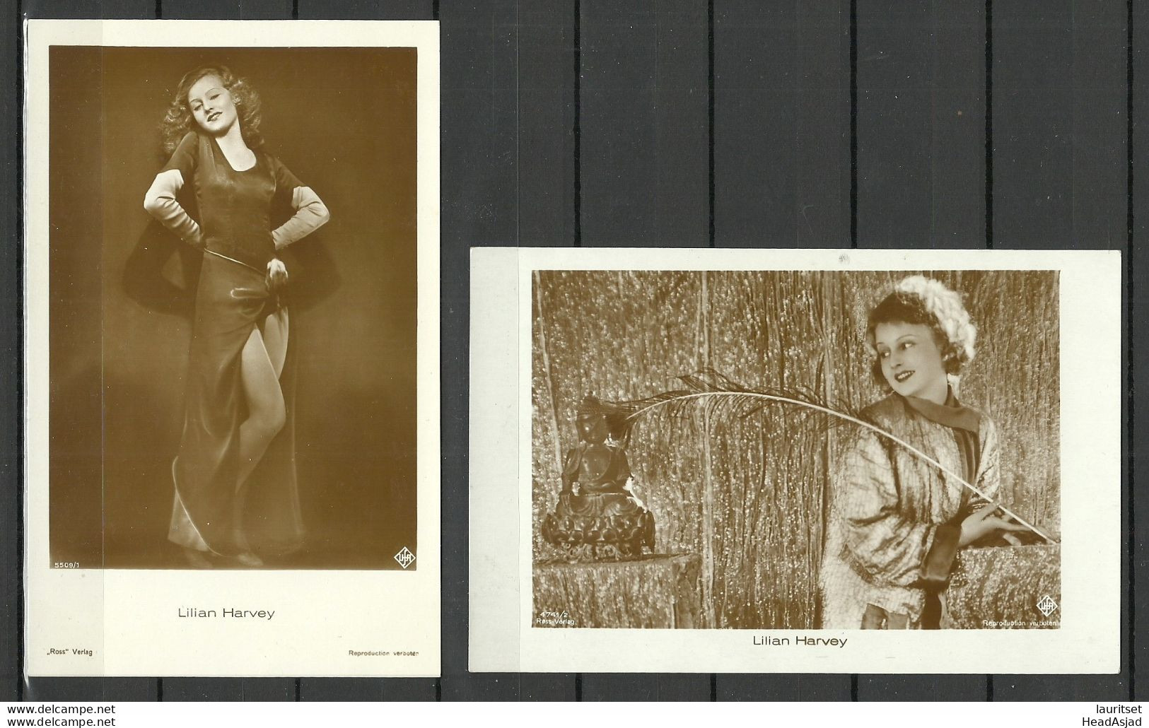 2 Photo Post Cards Ca 1920 Actress Lilian Harvey - Attori