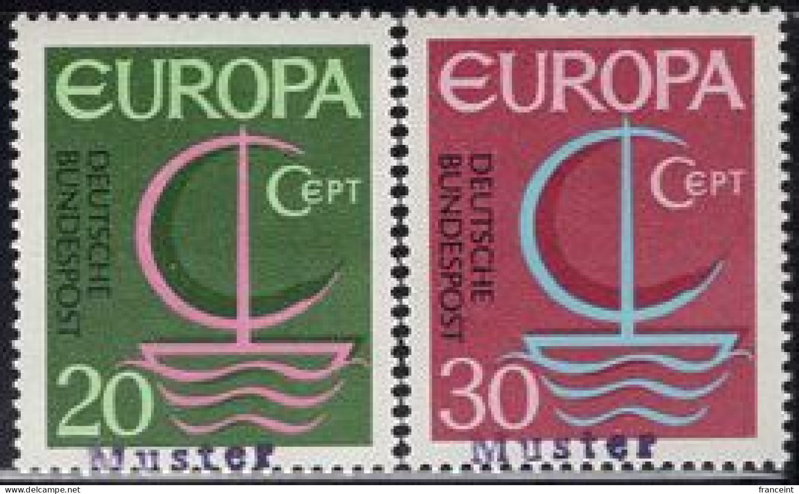 GERMANY(1966) Europa. Set Of 2 With MUSTER (specimen) Overprint. Scott No 969-70. - Andere & Zonder Classificatie