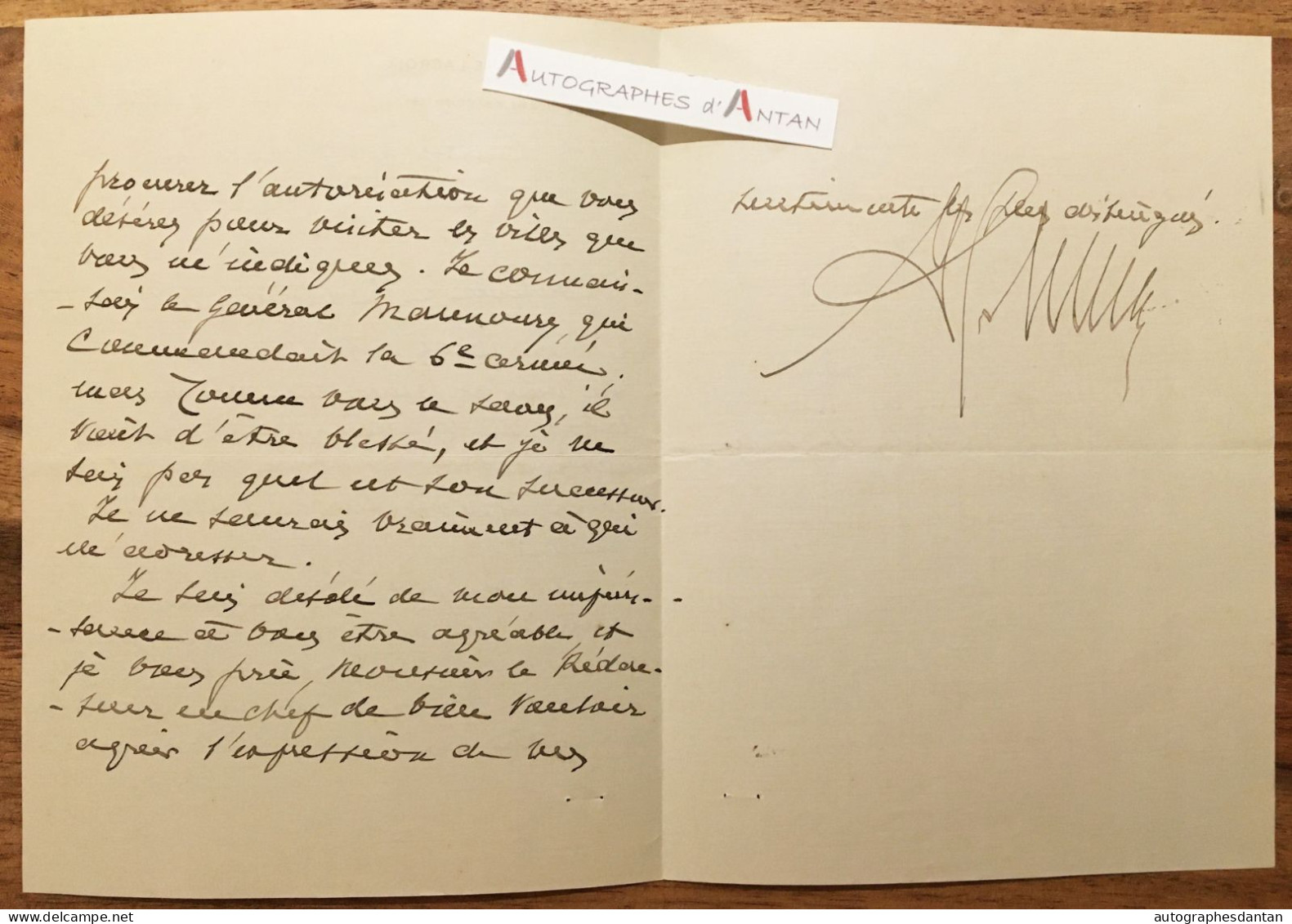 ● L.A.S 1915 Général Henri De LACROIX Né à Abymes (Guadeloupe) Général Maunoury lettre Autographe Rue Pierre Charron Ww1 - Politicians  & Military